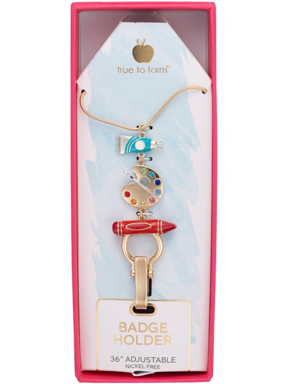 True to Form Artist Palette Teacher Badge Holder Adjustable Necklace Lanyard NIB